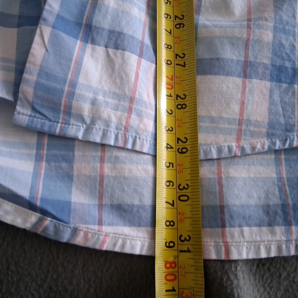 Peter Millar Men's Large Long Sleeve Plaid Stretch Shirt Blue White - Picture 12 of 14